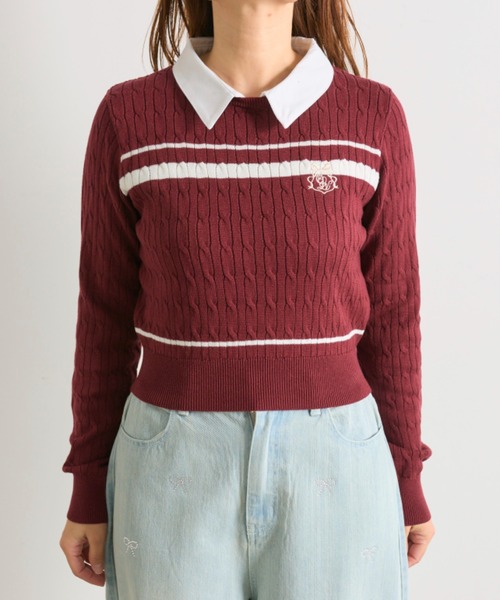 OLIVE des OLIVE（オリーブデオリーブ）の「カラーブロッキングニット（ニット/セーター・レディース・ネイビー/イエロー/レッド/オフホワイト・FREE）」の13枚目の写真