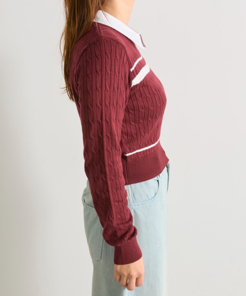 OLIVE des OLIVE（オリーブデオリーブ）の「カラーブロッキングニット（ニット/セーター・レディース・ネイビー/イエロー/レッド/オフホワイト・FREE）」の12枚目の写真