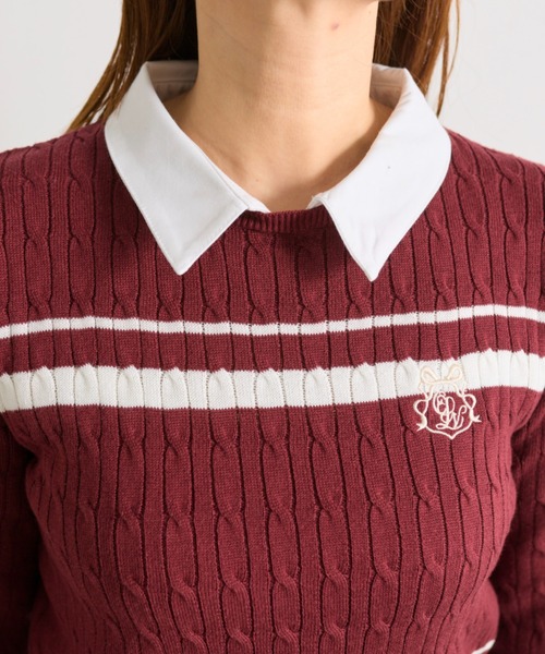 OLIVE des OLIVE（オリーブデオリーブ）の「カラーブロッキングニット（ニット/セーター・レディース・ネイビー/イエロー/レッド/オフホワイト・FREE）」の10枚目の写真