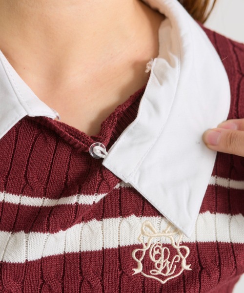 OLIVE des OLIVE（オリーブデオリーブ）の「カラーブロッキングニット（ニット/セーター・レディース・ネイビー/イエロー/レッド/オフホワイト・FREE）」の8枚目の写真