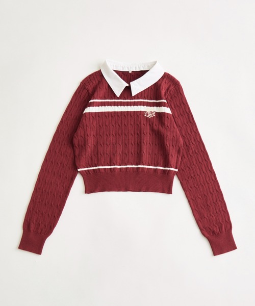 OLIVE des OLIVE（オリーブデオリーブ）の「カラーブロッキングニット（ニット/セーター・レディース・ネイビー/イエロー/レッド/オフホワイト・FREE）」の17枚目の写真