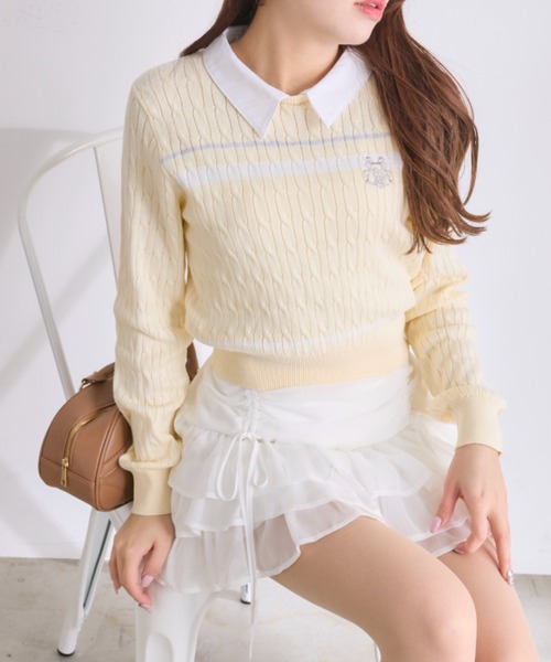 OLIVE des OLIVE（オリーブデオリーブ）の「カラーブロッキングニット（ニット/セーター・レディース・ネイビー/イエロー/レッド/オフホワイト・FREE）」の22枚目の写真