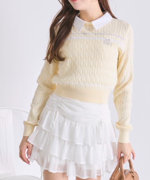 OLIVE des OLIVE（オリーブデオリーブ）の「カラーブロッキングニット（ニット/セーター・レディース・ネイビー/イエロー/レッド/オフホワイト・FREE）」の21枚目の写真