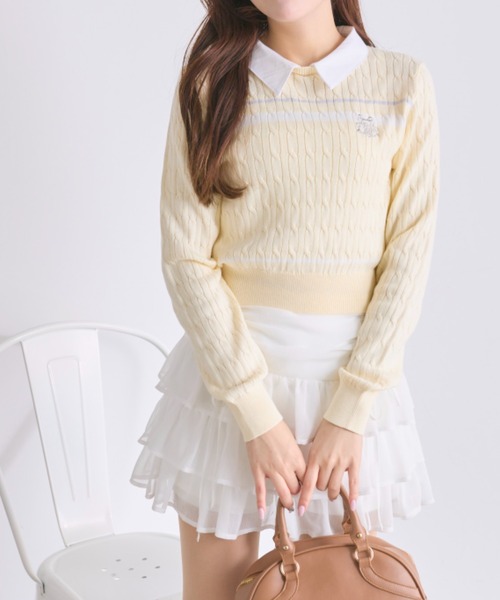 OLIVE des OLIVE（オリーブデオリーブ）の「カラーブロッキングニット（ニット/セーター・レディース・ネイビー/イエロー/レッド/オフホワイト・FREE）」の20枚目の写真