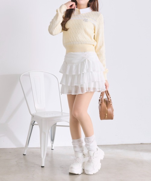 OLIVE des OLIVE（オリーブデオリーブ）の「カラーブロッキングニット（ニット/セーター・レディース・ネイビー/イエロー/レッド/オフホワイト・FREE）」の19枚目の写真