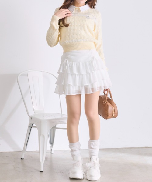 OLIVE des OLIVE（オリーブデオリーブ）の「カラーブロッキングニット（ニット/セーター・レディース・ネイビー/イエロー/レッド/オフホワイト・FREE）」の18枚目の写真