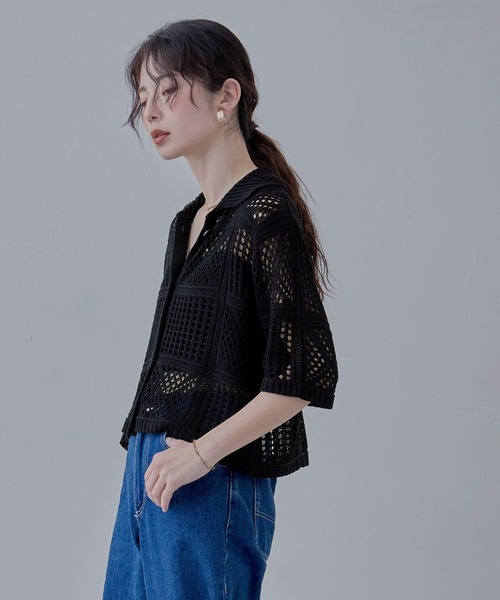 クロシェニットショートシャツ（Tシャツ/カットソー）｜etoll