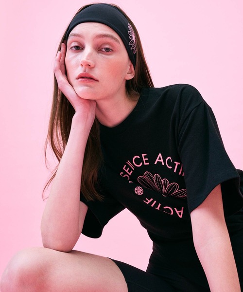 Mardi Mercredi(マルディメクルディ)の「SIDE SLIT T-SHIRT ACTIF EMBLEM / サイド スリット Tシャツ アクティフ エンブレム(Tシャツ/カットソー・レディース・ホワイト/ピンク/ブラック/ネイビー/ブラック系その他・FREE)」の16枚目の写真