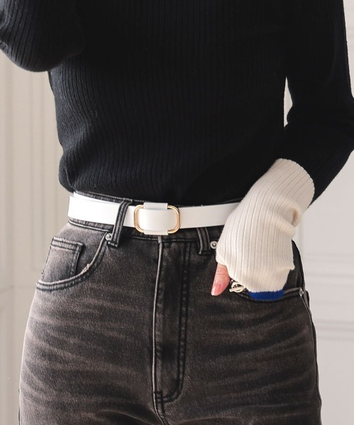 DONOBAN（ドノバン）の「本革穴なしスクエアリングベルト（ベルト・レディース・ブラック系その他/ブラック系その他2/ダークブラウン/グレー/ベージュ/キャメル/ホワイト・ONE）」の2枚目の写真