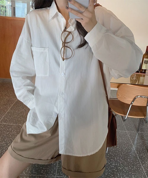 urge:(アージコロン )の「【URGE:】シンプル スタンダード 長袖 シャツ(シャツ/ブラウス・レディース・ホワイト/ピンク/イエロー/オレンジ/ブルー・SMALL/MEDIUM/LARGE/X-LARGE)」の2枚目の写真
