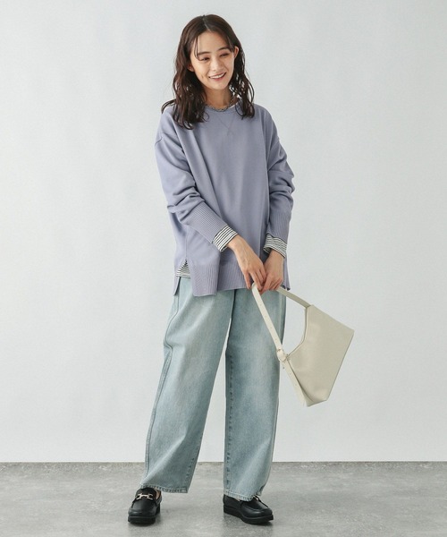 GLOBAL WORK（グローバルワーク）の「スウェットライクワイドニット/253322（ニット/セーター・レディース・スミクロ/グレイッシュベージュ/ブルー系その他4・LARGE/MEDIUM）」の16枚目の写真