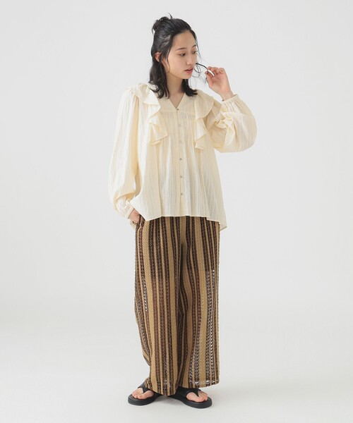 B:MING by BEAMS（ビーミングバイビームス）の「インド ストライプ レース パンツ（S～M）（その他パンツ・レディース・ブラウン系その他/ホワイト系その他5・MEDIUM/SMALL）」の16枚目の写真