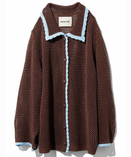 MEDE19F（メデジュウキュウ）の「ＭＥＤＥ１９Ｆ　配色遣いのニットシャツ（カーディガン/ボレロ・レディース・ベージュ/ブラウン・LL/M/L）」の8枚目の写真