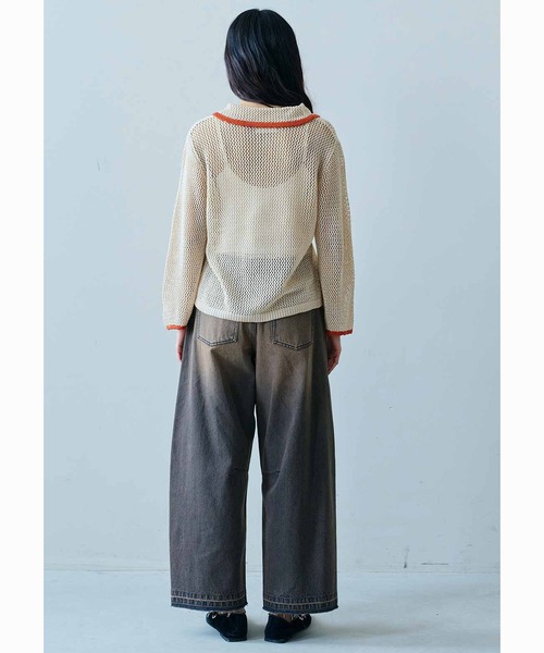 MEDE19F（メデジュウキュウ）の「ＭＥＤＥ１９Ｆ　配色遣いのニットシャツ（カーディガン/ボレロ・レディース・ベージュ/ブラウン・LL/M/L）」の15枚目の写真