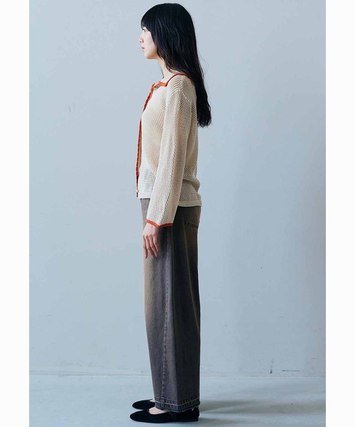 MEDE19F（メデジュウキュウ）の「ＭＥＤＥ１９Ｆ　配色遣いのニットシャツ（カーディガン/ボレロ・レディース・ベージュ/ブラウン・LL/M/L）」の16枚目の写真