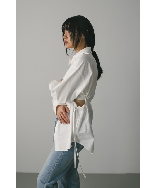 STYLEMIXER(スタイルミキサー)の「サイドホールシャツ(シャツ/ブラウス・レディース・ホワイト/ブラック系その他/ライトイエロー・FREE)」の12枚目の写真