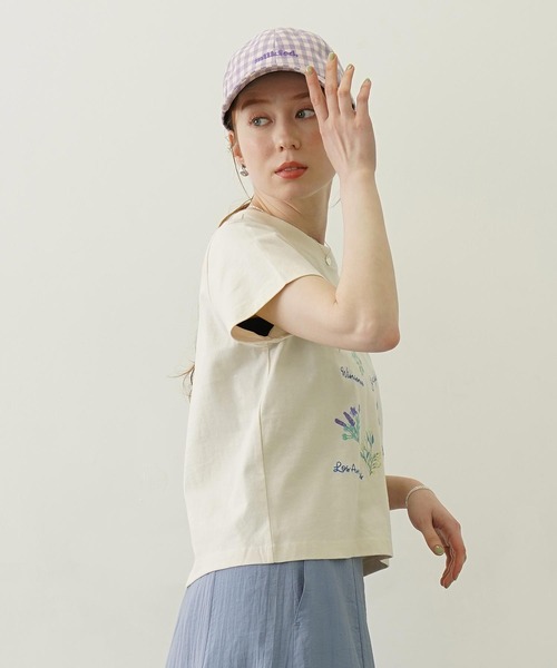 MILKFED.(ミルクフェド)の「FLOWER PRINT AND EMBROIDERY COMPACT S/S TEE(Tシャツ/カットソー・レディース・チャコール/ライトパープル/オフホワイト・M/S)」の13枚目の写真