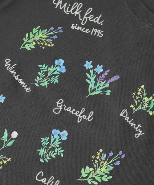 MILKFED.(ミルクフェド)の「FLOWER PRINT AND EMBROIDERY COMPACT S/S TEE(Tシャツ/カットソー・レディース・チャコール/ライトパープル/オフホワイト・M/S)」の10枚目の写真