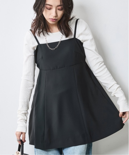 CHIC STYLE（シックスタイル）の「キャミソールチュニック＜大きいサイズ有＞シックスタイル（キャミソール・レディース・ブラック/ベージュ・5L/4L/3L/LL/L/M）」の2枚目の写真