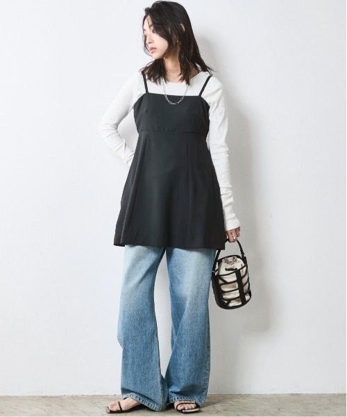 CHIC STYLE（シックスタイル）の「キャミソールチュニック＜大きいサイズ有＞シックスタイル（キャミソール・レディース・ブラック/ベージュ・5L/4L/3L/LL/L/M）」の10枚目の写真