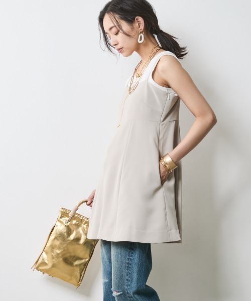 CHIC STYLE（シックスタイル）の「キャミソールチュニック＜大きいサイズ有＞シックスタイル（キャミソール・レディース・ブラック/ベージュ・5L/4L/3L/LL/L/M）」の20枚目の写真