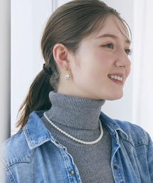 CZパールスクエアピアス