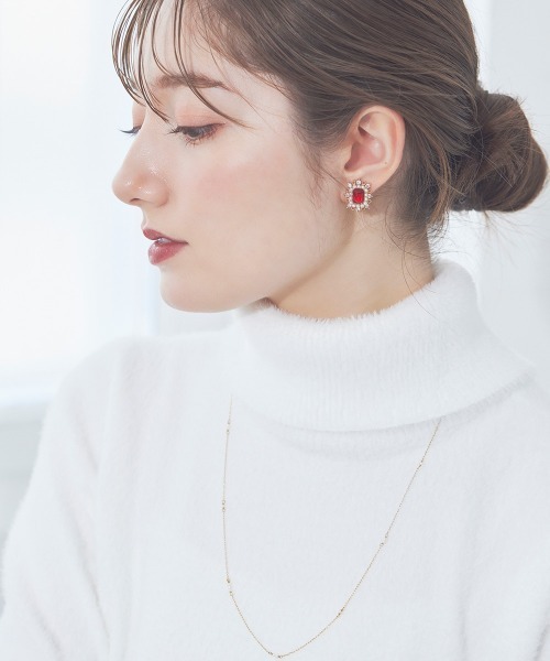 Jolie Toujours（ジョリトゥジュール）の「ＣＺパールスクエアピアス（ピアス（両耳用）・レディース・クリア・FREE）」の4枚目の写真