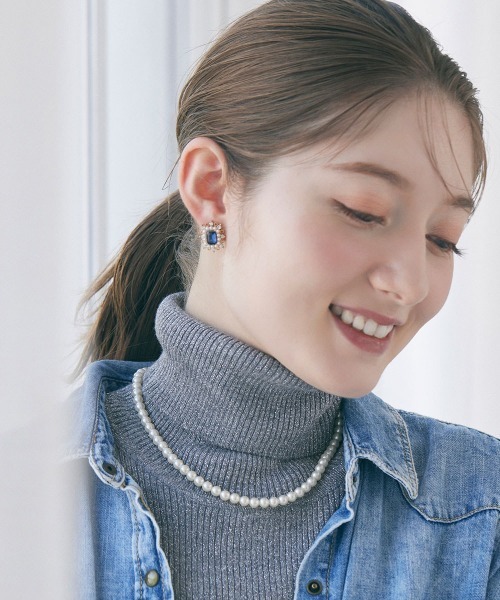 Jolie Toujours（ジョリトゥジュール）の「ＣＺパールスクエアピアス（ピアス（両耳用）・レディース・クリア・FREE）」の7枚目の写真