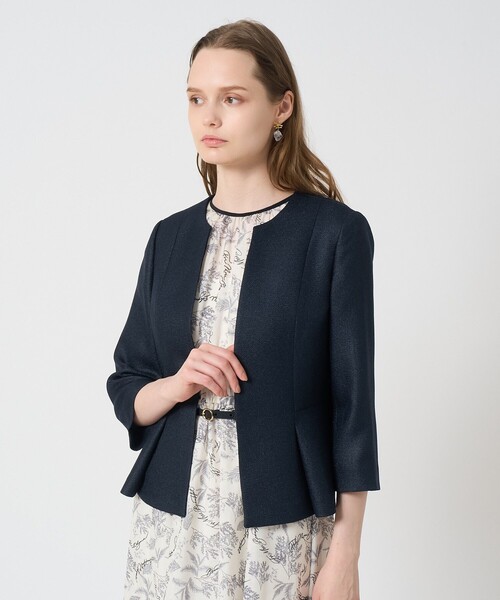 ANAYI(アナイ)の「【セットアップ対応商品】バスケットツイードペプラム ジャケット(ノーカラージャケット・レディース・ホワイト/ベージュ/ネイビー・34/36/38)」の3枚目の写真