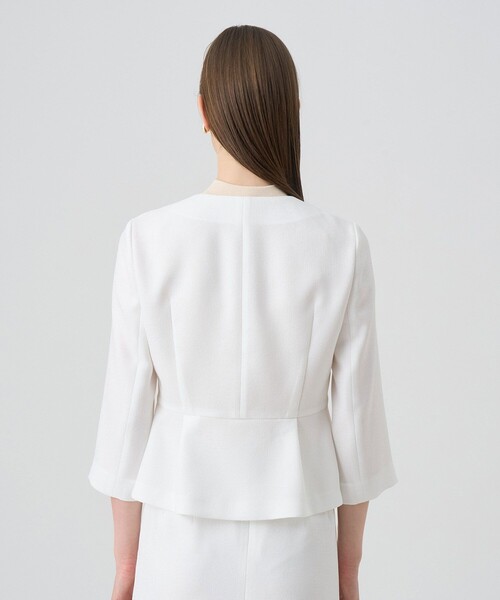 ANAYI(アナイ)の「【セットアップ対応商品】バスケットツイードペプラム ジャケット(ノーカラージャケット・レディース・ホワイト/ベージュ/ネイビー・34/36/38)」の13枚目の写真