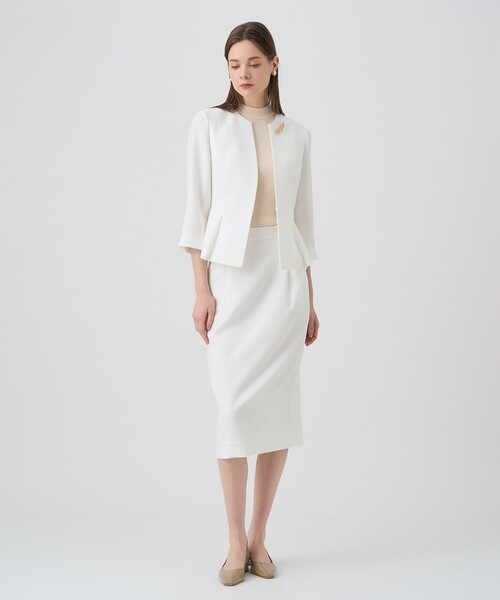 ANAYI(アナイ)の「【セットアップ対応商品】バスケットツイードペプラム ジャケット(ノーカラージャケット・レディース・ホワイト/ベージュ/ネイビー・34/36/38)」の10枚目の写真