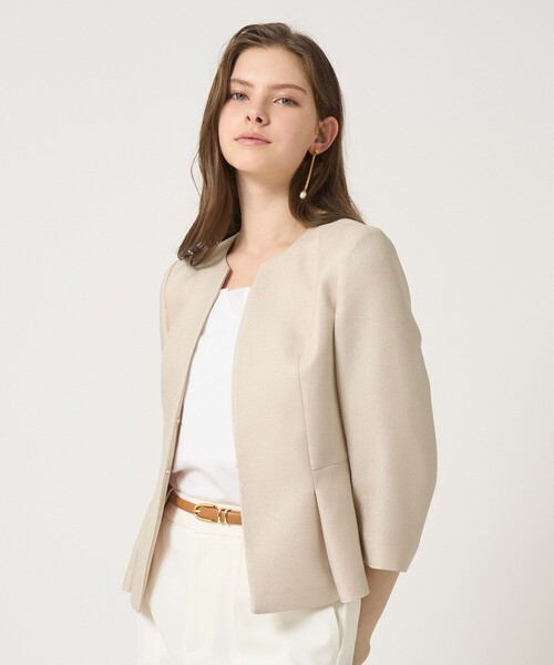 ANAYI(アナイ)の「【セットアップ対応商品】バスケットツイードペプラム ジャケット(ノーカラージャケット・レディース・ホワイト/ベージュ/ネイビー・34/36/38)」の21枚目の写真