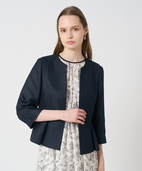 ANAYI(アナイ)の「【セットアップ対応商品】バスケットツイードペプラム ジャケット(ノーカラージャケット・レディース・ホワイト/ベージュ/ネイビー・34/36/38)」の18枚目の写真