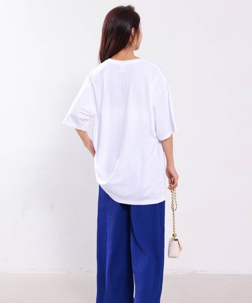 maison de LATIR(メゾンドラティール)の「Rock調オーバーサイズTシャツ(Tシャツ/カットソー・レディース・ブラック/ホワイト/ピンク・M/L/XL)」の16枚目の写真