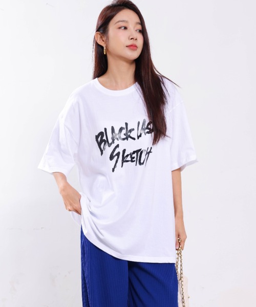 maison de LATIR(メゾンドラティール)の「Rock調オーバーサイズTシャツ(Tシャツ/カットソー・レディース・ブラック/ホワイト/ピンク・M/L/XL)」の19枚目の写真
