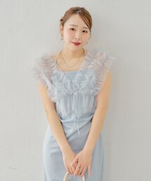 Chico オケージョンワンピース レース ブルー chico （チコ） レースフレアワンピース オケージョンドレス