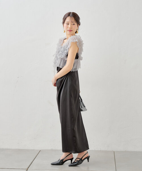 Chico チュールベスト+キャミワンピースセット SALON by Chico】チュールベスト+キャミワンピースセット
