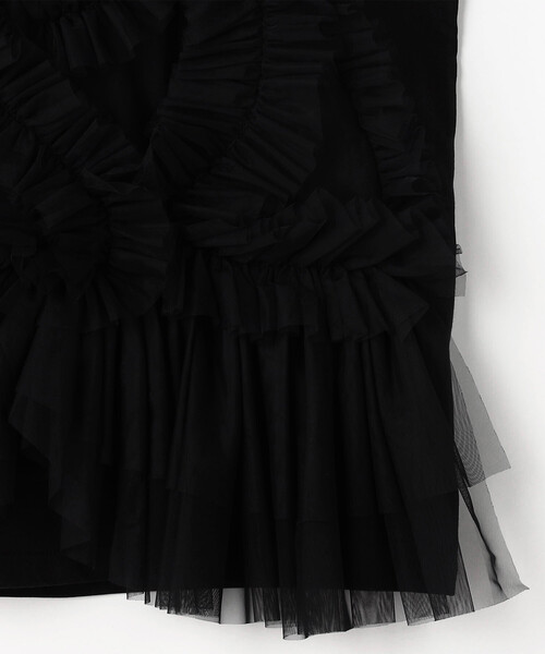 VIVIANO（ヴィヴィアーノ）の「VIVIANO/ヴィヴィアーノ Tulle Sleeveless T-Shirt / VW-SS25-CS02 / チュールスリーブレスTシャツ（Tシャツ/カットソー・レディース・ブラック/ホワイト・ﾌﾘ-）」の5枚目の写真