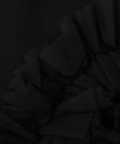 VIVIANO（ヴィヴィアーノ）の「VIVIANO/ヴィヴィアーノ Tulle Sleeveless T-Shirt / VW-SS25-CS02 / チュールスリーブレスTシャツ（Tシャツ/カットソー・レディース・ブラック/ホワイト・ﾌﾘ-）」の4枚目の写真