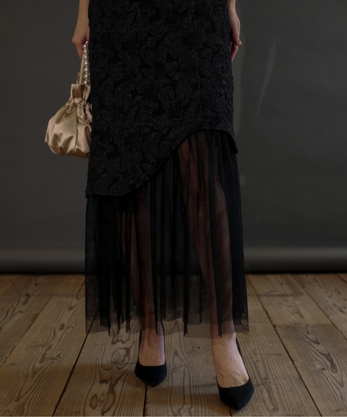 My shawty（ﾏｲｼｬｳﾃｨｰ）の「jaqurd docking dress（ドレス・レディース・ベージュ/ブラック/レッド・MEDIUM/SMALL）」の10枚目の写真