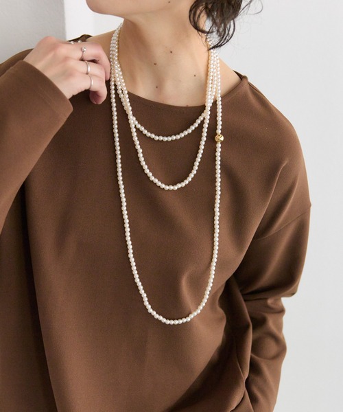 【美品✨】ear PAPILLONNERイアパピヨネ　ネックレス セール】ポイント付ロングパールネックレス（ネックレス）｜ear