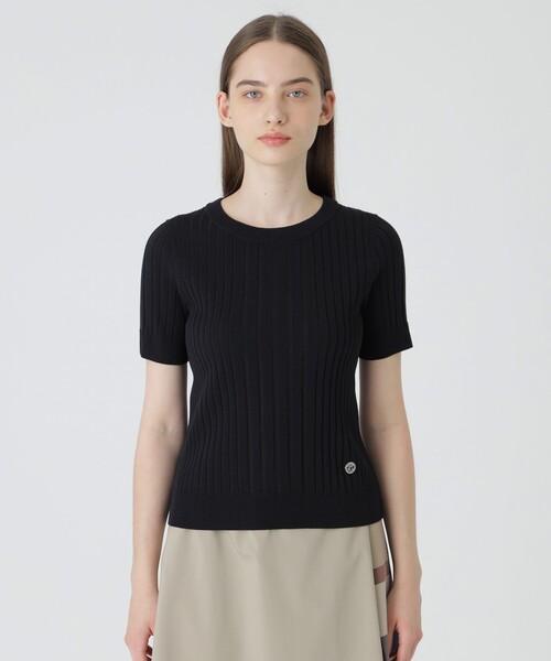 BLUE LABEL CRESTBRIDGE（ブルーレーベルクレストブリッジ）の「アセテートコットンランダムリブニット（Tシャツ/カットソー・レディース・ブラック/オレンジ/ホワイト/ブラウン・38）」の3枚目の写真