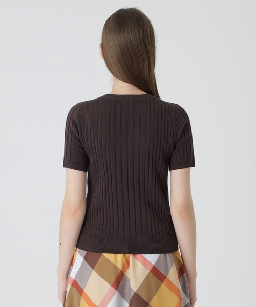 BLUE LABEL CRESTBRIDGE（ブルーレーベルクレストブリッジ）の「アセテートコットンランダムリブニット（Tシャツ/カットソー・レディース・ブラック/オレンジ/ホワイト/ブラウン・38）」の12枚目の写真