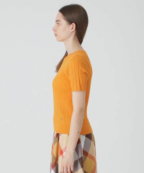 BLUE LABEL CRESTBRIDGE（ブルーレーベルクレストブリッジ）の「アセテートコットンランダムリブニット（Tシャツ/カットソー・レディース・ブラック/オレンジ/ホワイト/ブラウン・38）」の8枚目の写真