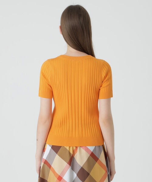 BLUE LABEL CRESTBRIDGE（ブルーレーベルクレストブリッジ）の「アセテートコットンランダムリブニット（Tシャツ/カットソー・レディース・ブラック/オレンジ/ホワイト/ブラウン・38）」の7枚目の写真