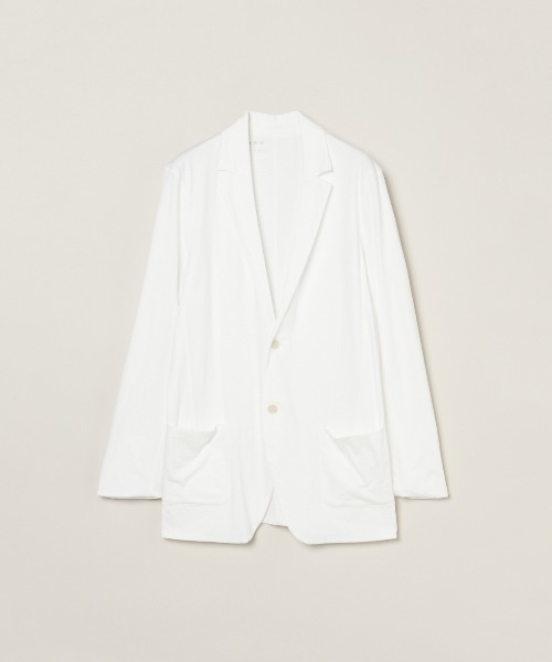 three dots(スリードッツ)の「ミルキージャージー ジャケット(テーラードジャケット・メンズ・ホワイト/ブラック/ライトグレー・SMALL/MEDIUM/LARGE)」の1枚目の写真