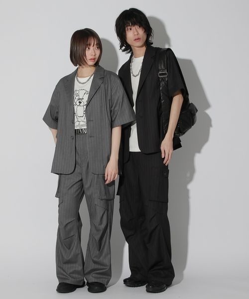 UNISEX/SETUP対応】セットアップ半袖ジャケット（テーラード