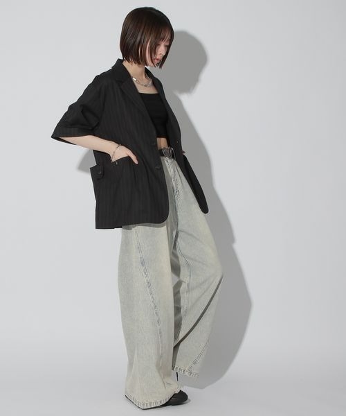 UNISEX/SETUP対応】セットアップ半袖ジャケット（テーラード