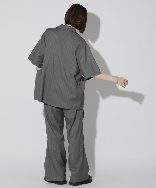 Anui（アニュイ）の「【UNISEX/SETUP対応】セットアップ半袖ジャケット（テーラードジャケット・レディース・ブラック/グレー・MEDIUM）」の13枚目の写真