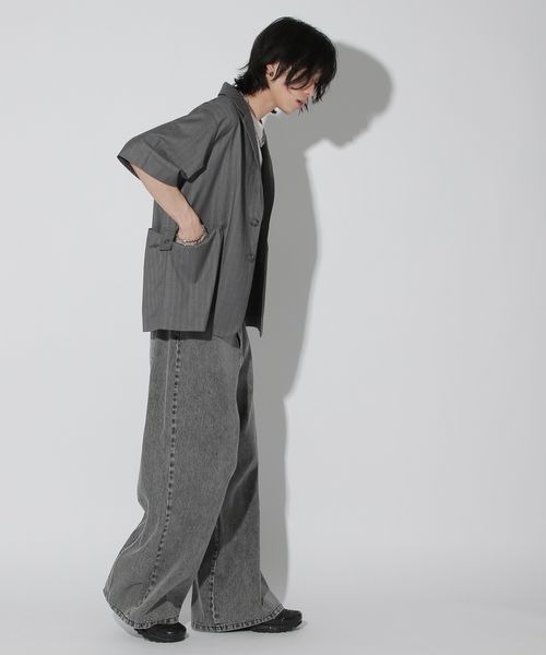 Anui（アニュイ）の「【UNISEX/SETUP対応】セットアップ半袖ジャケット（テーラードジャケット・レディース・ブラック/グレー・MEDIUM）」の18枚目の写真